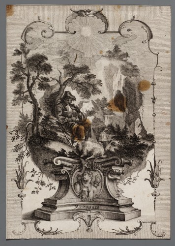 Ornamentprent. Meridies / Apollo.