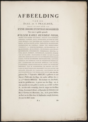 Beschrijving van een serie prenten van Willem IV