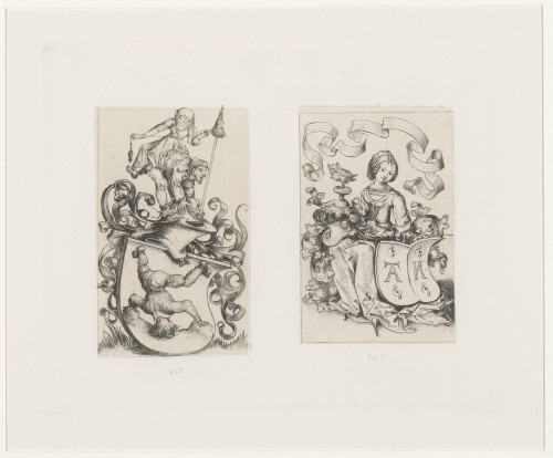 Twee prenten met wapenschilden